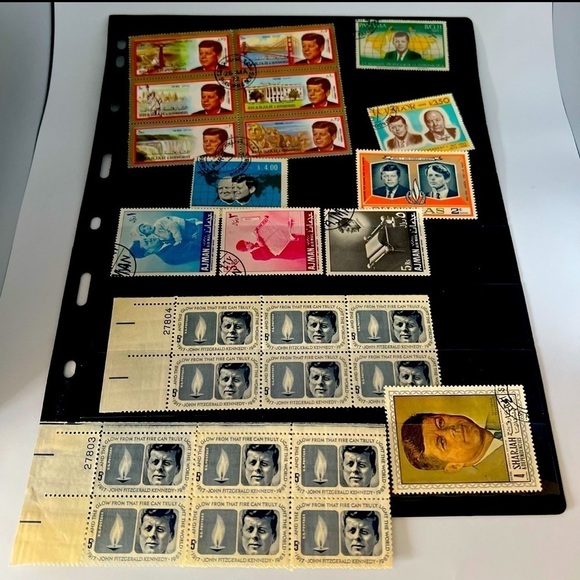 Vintage Postage Stamps from the 60's and 70's featuring John F Kennedy - Picture 1 of 8